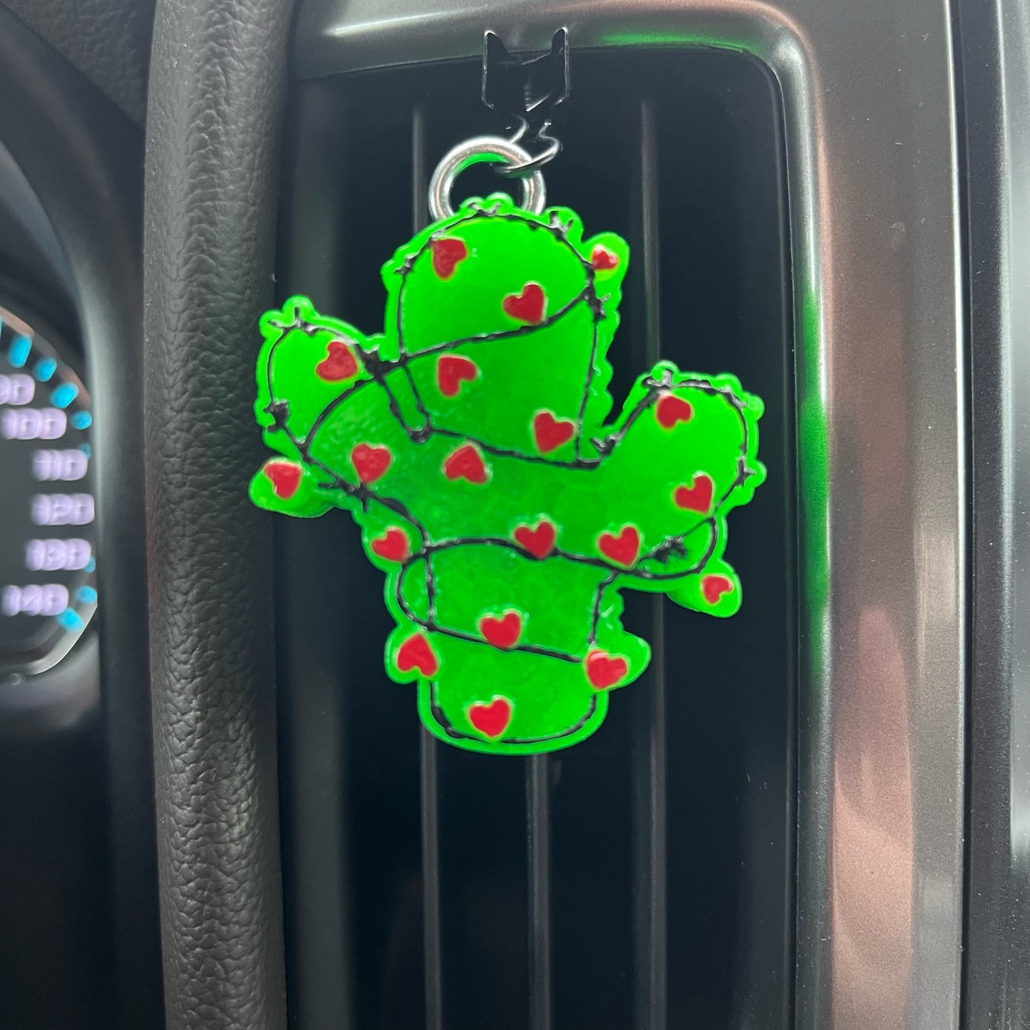 Green Cacti with hearts vent clip