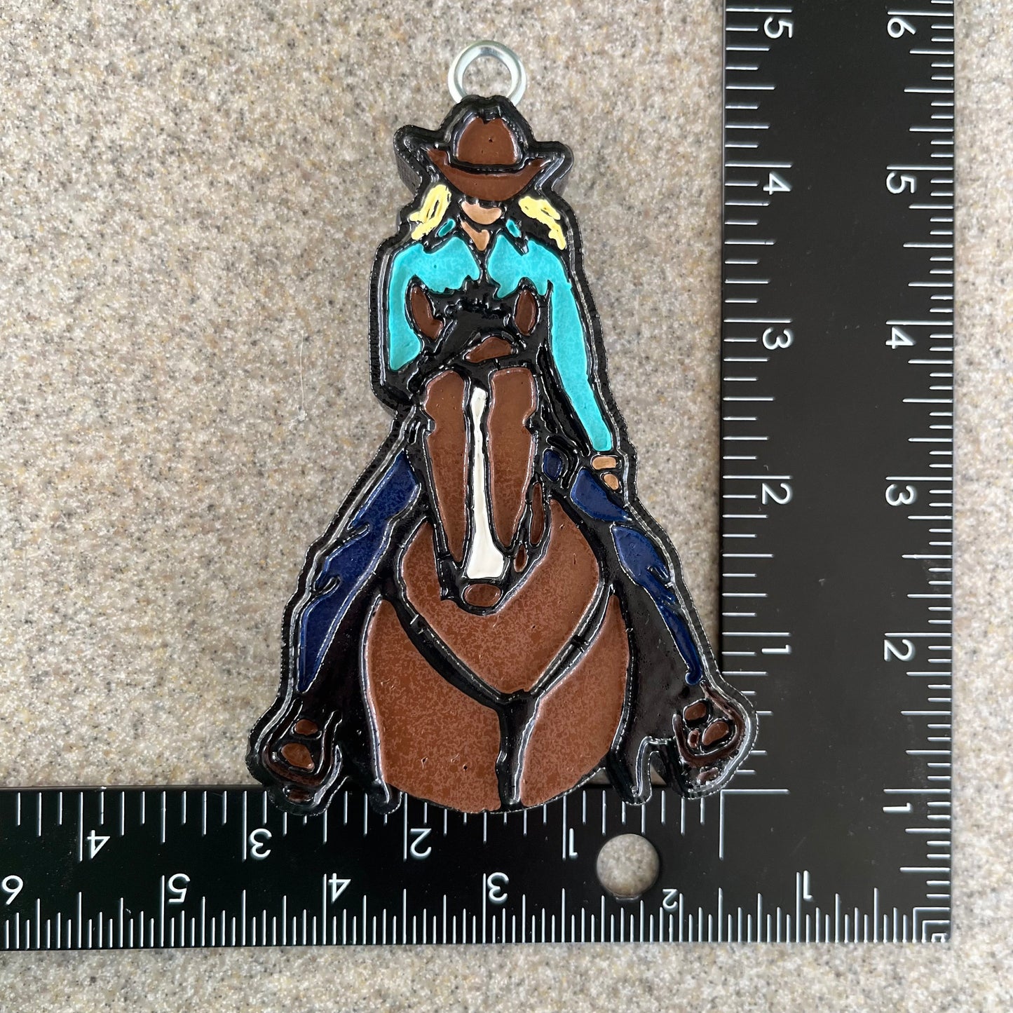 Cowgirl (blonde) on horse (bay) Car Freshener