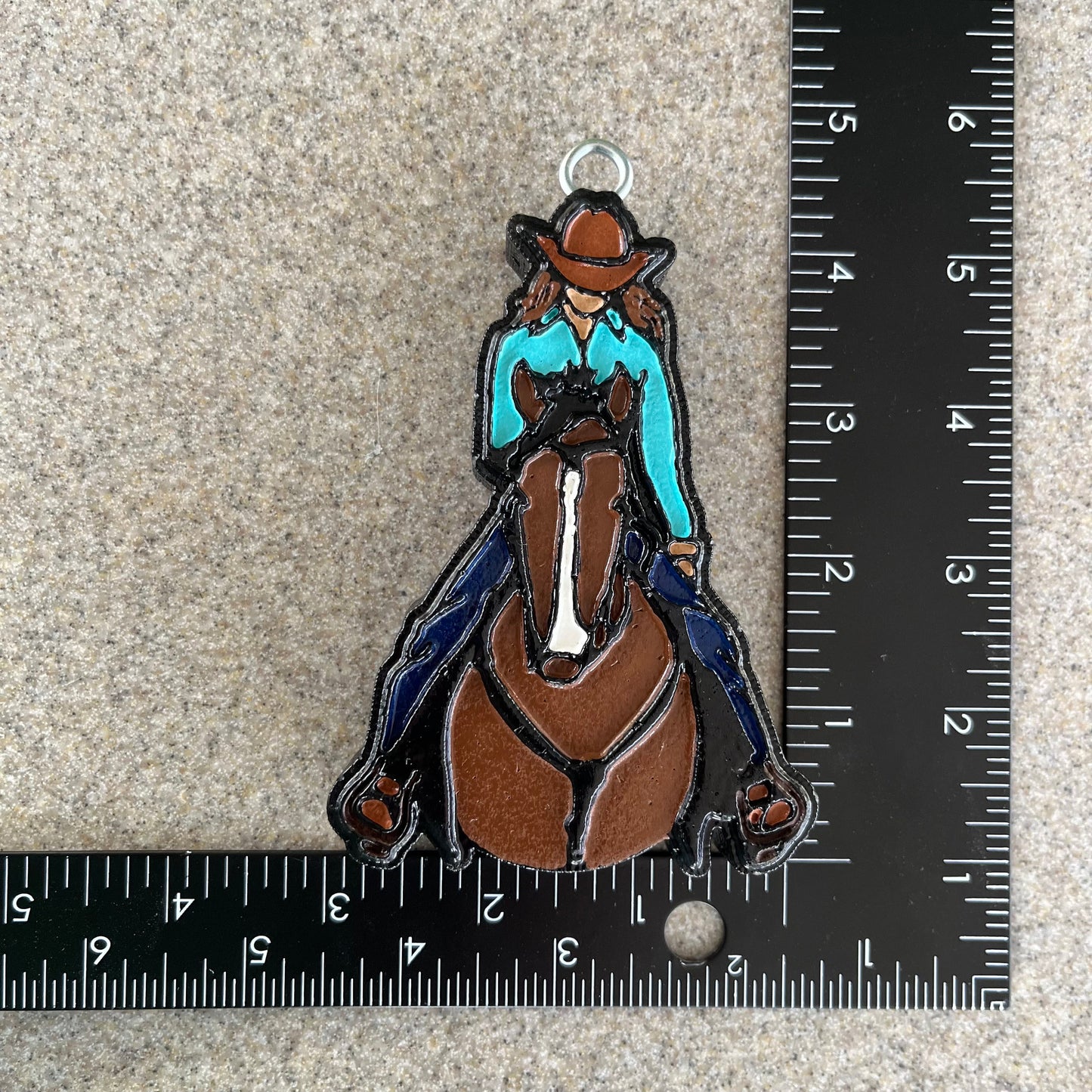 Cowgirl brunette on horse bay Car Freshener